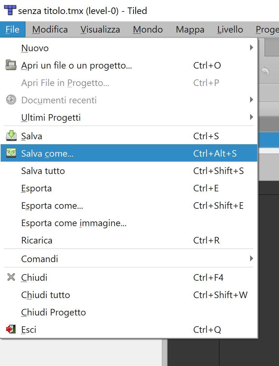 Menu File → Salva Come in Tiled