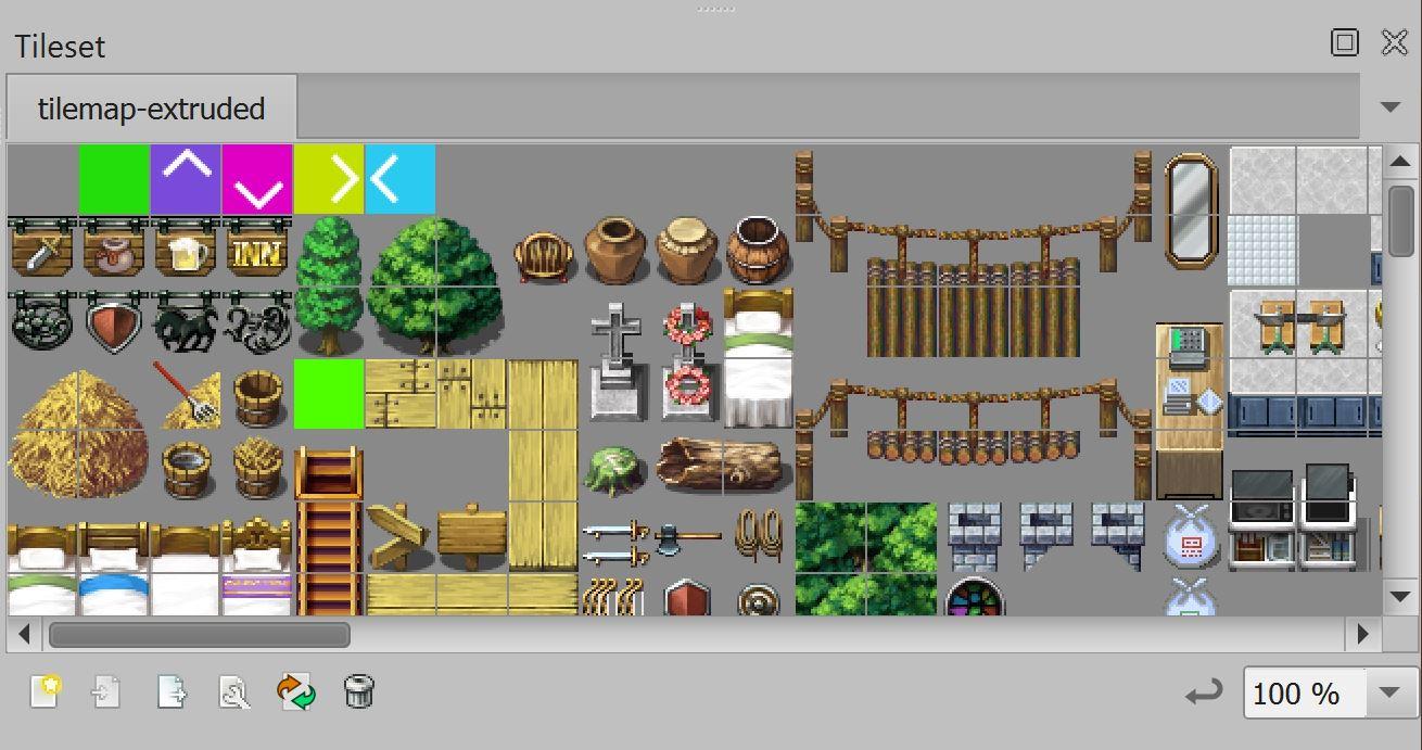 Tileset caricato e visibile nel pannello Tilesets