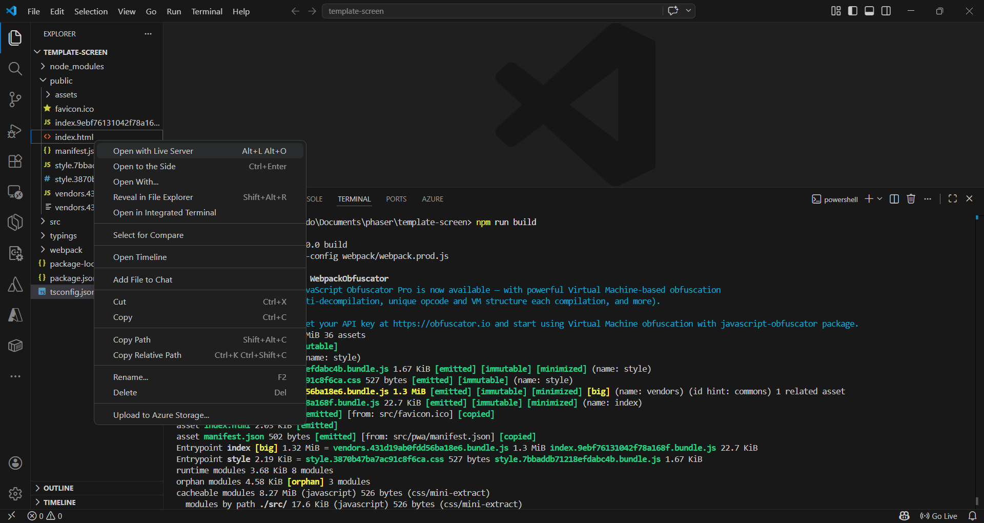 Aprire con Live Server